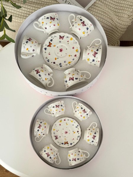 طقم فناجين مورد مذهب 6+6